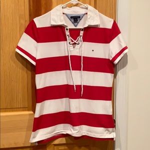 Hilfiger Tie-Front Short-Sleeve Rugby Top